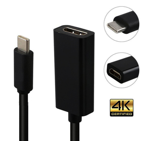 DNX-1 Mini Portable USB 3.1 USB-C/Type-C to HDMI HD 4K Conversion Cable(Black)