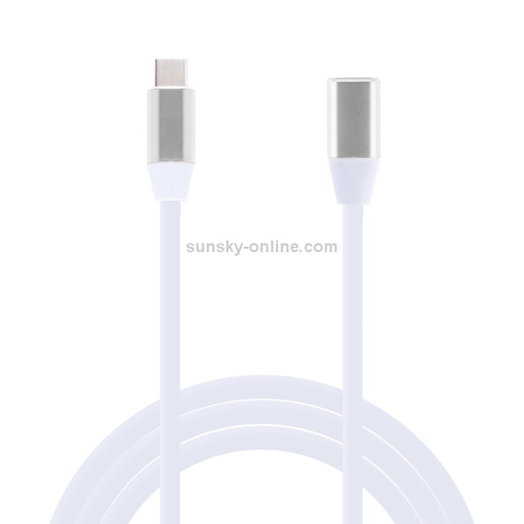 USB-C / Type-C Male to USB-C Female Aluminum Alloy Extender Extension Cable, Length: 1m(Silver)