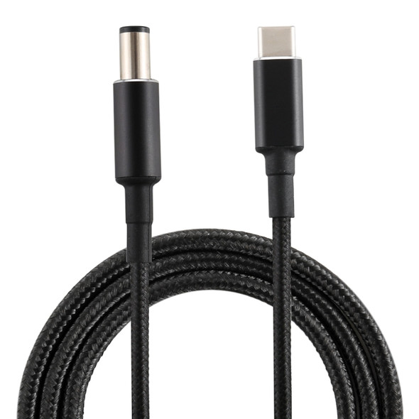 PD 100W 7.4 x 0.6mm Male to USB-C / Type-C Male Nylon Weave Power Charge Cable for HP, Cable Length: 1.7m