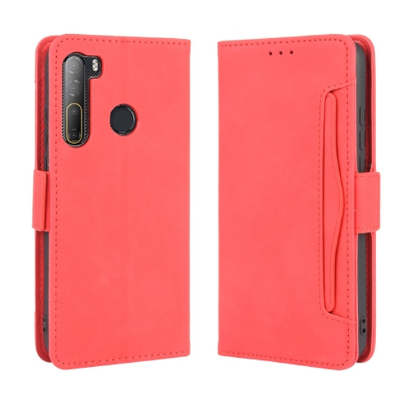 For HTC Desire 20 Pro Wallet Style Skin Feel Calf Pattern Leather Case ，with Separate Card Slot(Red)