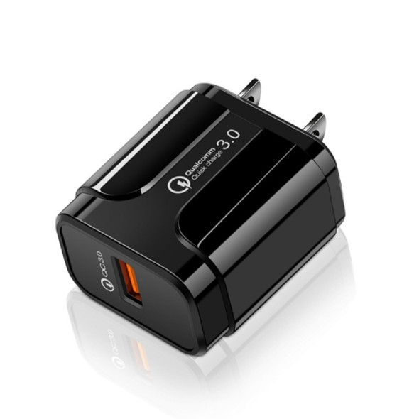 Portable QC3.0 18W USB Port Universal Quick Charging Charger, US Plug(Black)