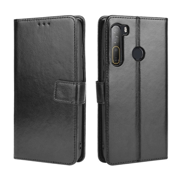 For HTC Desire 20 Pro Retro Crazy Horse Texture Horizontal Flip Leather Case , with Holder & Card Slots & Photo Frame(Black)