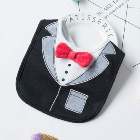 Groomsman Saliva Towel Child Fake Gentleman Bow Tie Personality Waterproof Bib(Black Red Bow Tie)