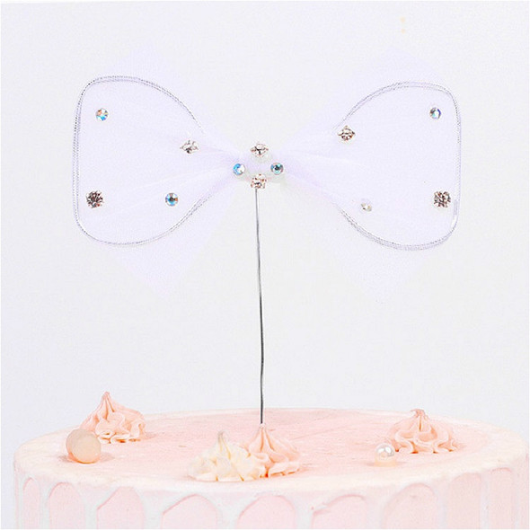 5 PCS Bow Cake Insert Birthday Party Dessert Decoration(White)