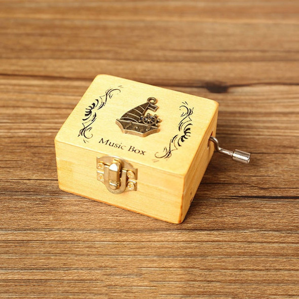 Creative Hand-cranked Wooden Music Box Valentine Day Gift(Sailboat)