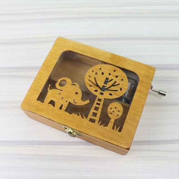 Forest Animal Creative Home Birthday Gift Hand Music Box Crafts Decoration(Elephant)