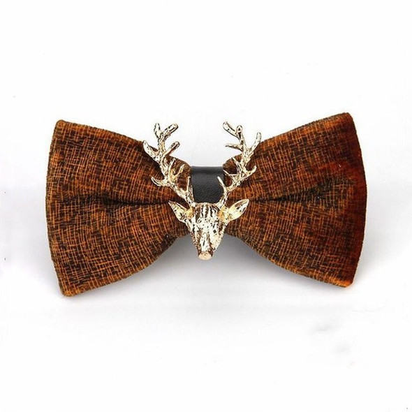 Pleuche Christmas Elk Head Wedding Bow Tie(Ocher LT-020)