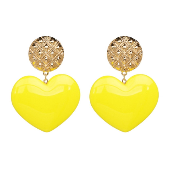 Peach Heart Earrings Retro Series Acrylic Stud Earrings for Women(Yellow)