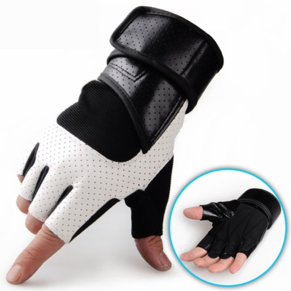 Riding Mountaineering Gloves Fitness Half Finger Breathable Non-slip Equipment Training Gloves(White)