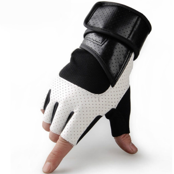 Riding Mountaineering Gloves Fitness Half Finger Breathable Non-slip Equipment Training Gloves(White)