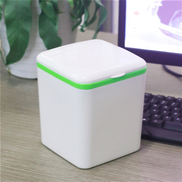 Creative Small Bedside Bedroom Desktop Trash Can with Lip Cover(Green)