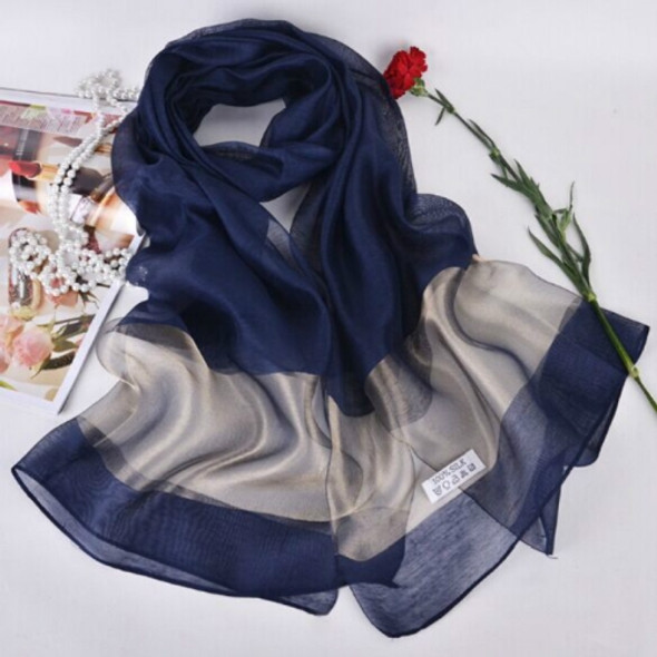 Ladies Silk Sunscreen Shawl Beach Towel Scarf, Size:200cm(Dark Blue)