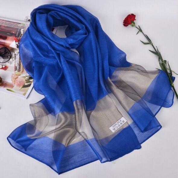 Ladies Silk Sunscreen Shawl Beach Towel Scarf, Size:200cm(Blue)