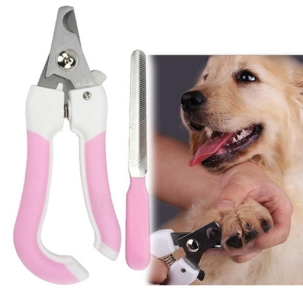 Two-piece Pet Toe Stainless Steel Cat and Dog Nail Clipper Filee, Size:L(Pink)
