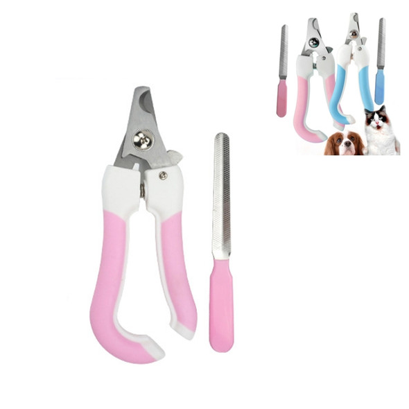 Two-piece Pet Toe Stainless Steel Cat and Dog Nail Clipper Filee, Size:L(Pink)