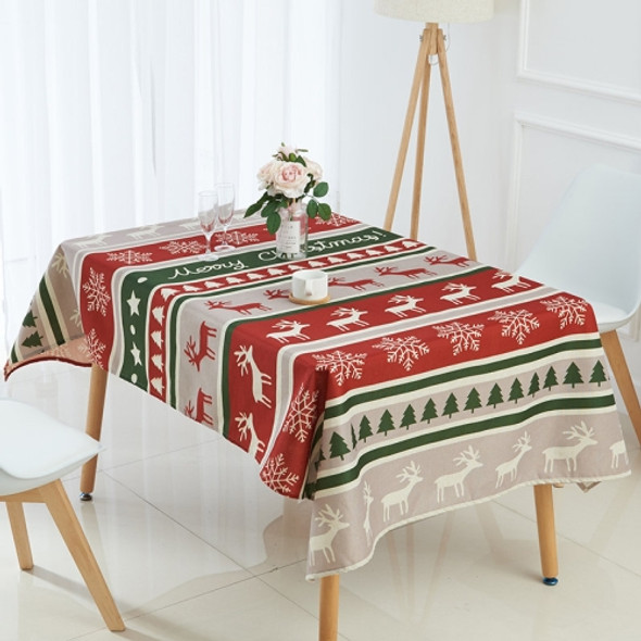Household Encrypted Linen Waterproof Tablecloth, Size:90x90cm(Red Green Stripes)