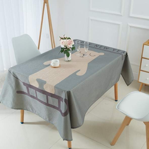 Household Encrypted Linen Waterproof Tablecloth, Size:90x90cm(Grey Bear)