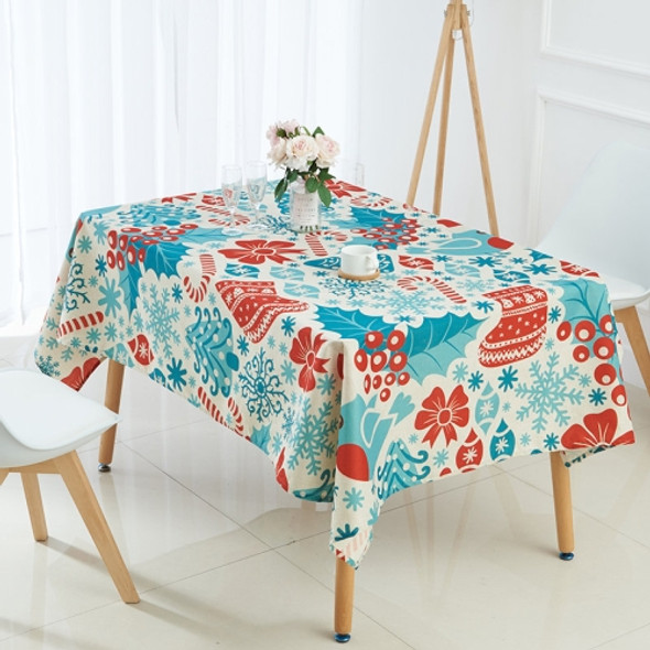 Household Encrypted Linen Waterproof Tablecloth, Size:90x90cm(Blue Flower)