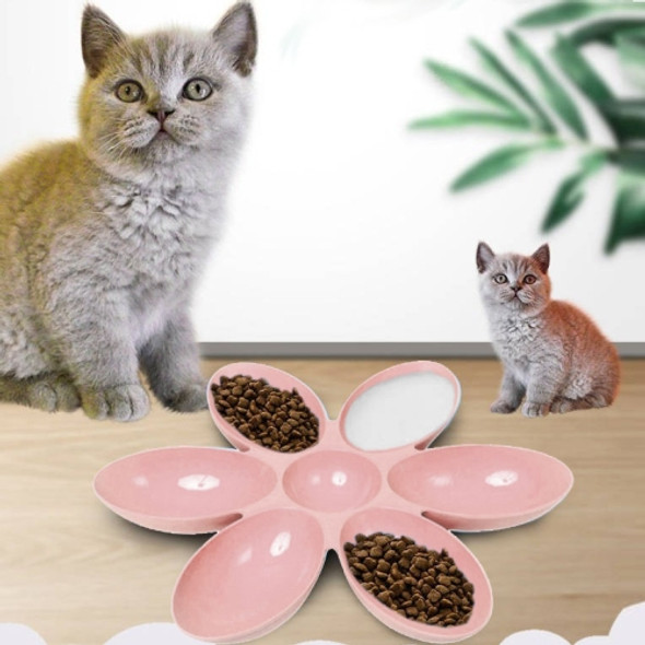 Cat and Dog Bowl Teddy Short Rice Bowl Family Pets Six-sided Petal Type Pet Supplies(Pink)