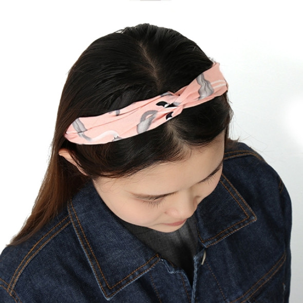 Women Fashion Chiffon Headbands Cartoon Wide Headwear Headwrap Hair Accessories(Pink )