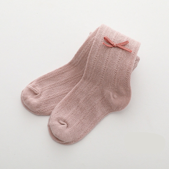 Children Baby Thin Bow Leggings Tight Pantyhose, Size:24/26(Dark pink)