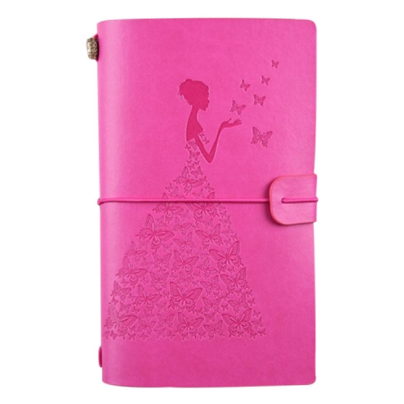 BSD020  Pretty Butterfly Lady Vintage Travelers Notebook Diary Notepad PU Leather Literature Journal Planners School Stationery(Pink)