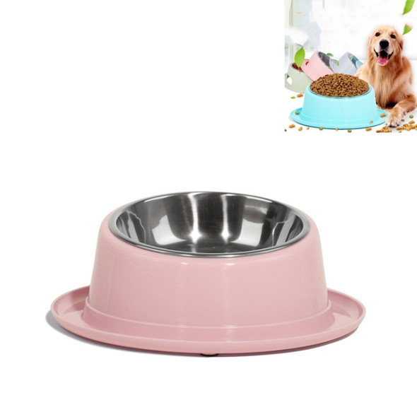 Safe Non-toxic Non-slip Stainless Steel Cat and Dog Bowl Pet Supplies(Pink)