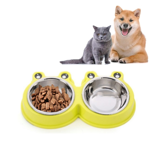Stainless Steel Dog and Cat Double Bowl Pet Supplies(Green)