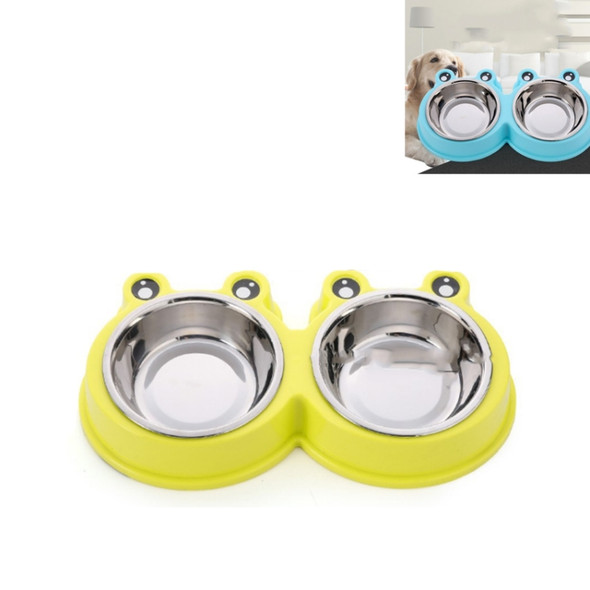 Stainless Steel Dog and Cat Double Bowl Pet Supplies(Green)