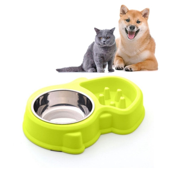 Squirrel Shape Dual-use Slow Dood Anti-choke Plastic Dog Bowl Pet Supplies(Green)