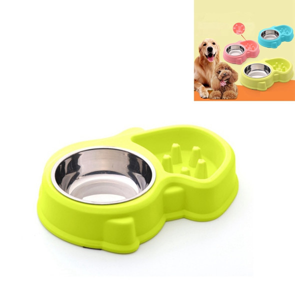 Squirrel Shape Dual-use Slow Dood Anti-choke Plastic Dog Bowl Pet Supplies(Green)