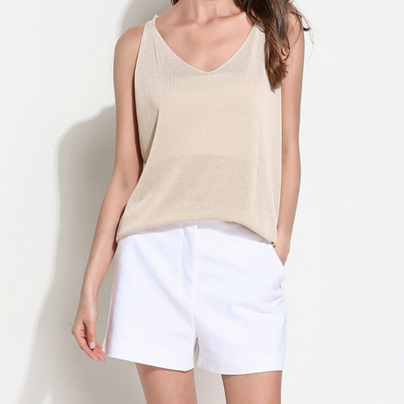 Solid Color Thin Section Sleeveless Knit Vest, Size:  One Size( Light Apricot Color )