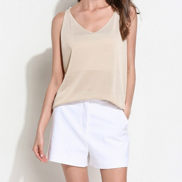 Solid Color Thin Section Sleeveless Knit Vest, Size:  One Size( Light Apricot Color )