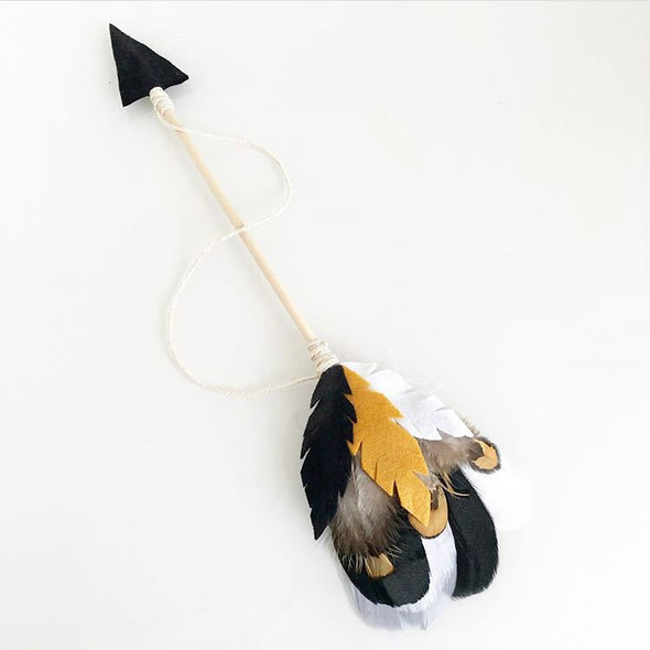 Wooden Arrow Feather Pendant Game Tent Decoration(Black Yellow)