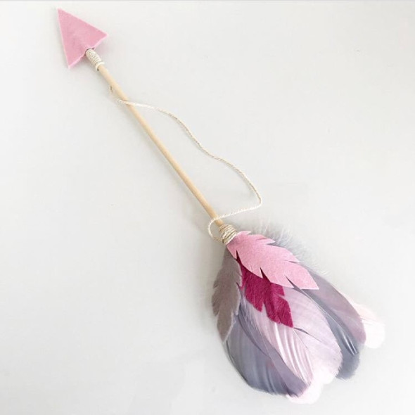 Wooden Arrow Feather Pendant Game Tent Decoration(Pink White)