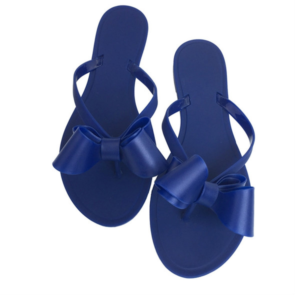 Solid Color Sandals Beach Flip-flops, Size:35(Blue)