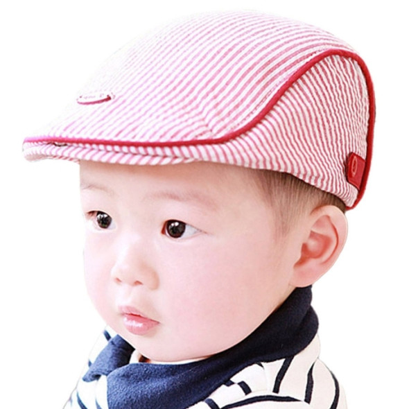 Spring and Summer Baby Vertical Striped Peaked Cap Beret, Size:One  Size(Red)