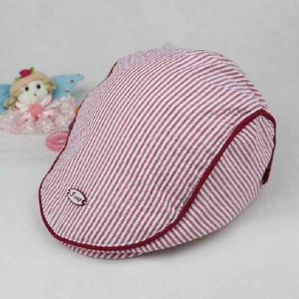 Spring and Summer Baby Vertical Striped Peaked Cap Beret, Size:One  Size(Red)