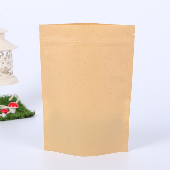 50 PCS Zipper Self Sealing Kraft Paper Bag with Window Stand Up for Gifts/Food/Candy/Tea/Party/Wedding Gifts, Bag Size:14x20+4cm(Frost)