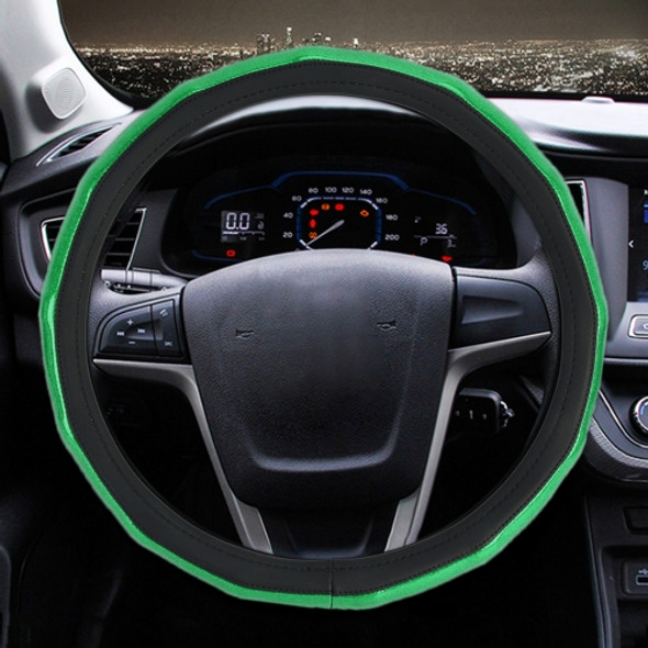 Universal Car Plating Bamboo Knot Leather Steering Wheel Cover, Diameter: 38cm (Green)