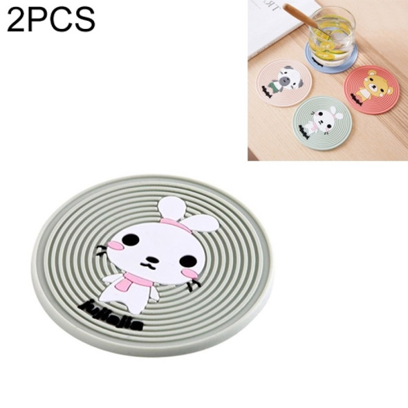 2 PCS Cartoon Animal Pattern Silicone Insulation Pad Placemat Home Anti-scalding Casserole High Temperature Potholder Heat-resistant Coaster, Size:L(Green)