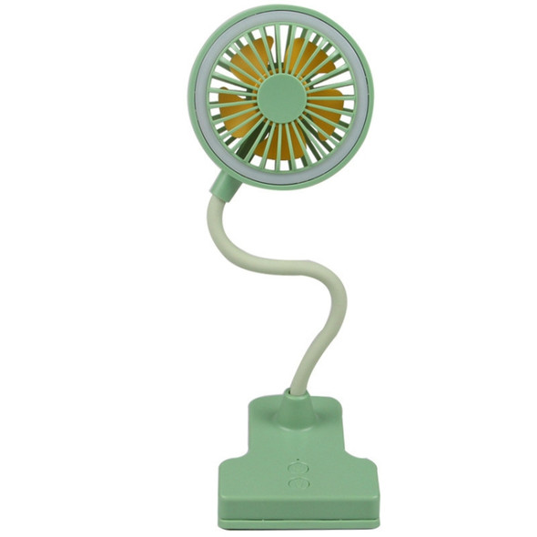 LED Night Light USB Rechargeable Desktop Clip Mute Small Fan(Green)
