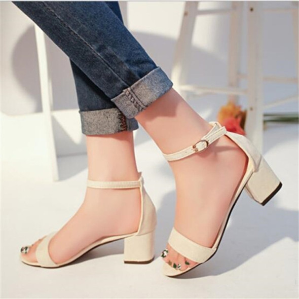 Women Summer Open Toe Sandals, Size:35(Beige)