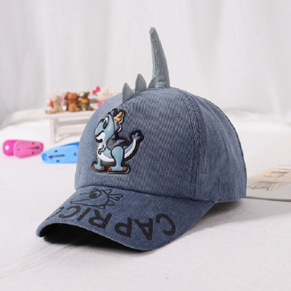 Autumn and Winter Cartoon Unicorn Dinosaur Embroidered Pattern Baseball Cap for Children, Suitable Age:2-4 Years Old(Blue)