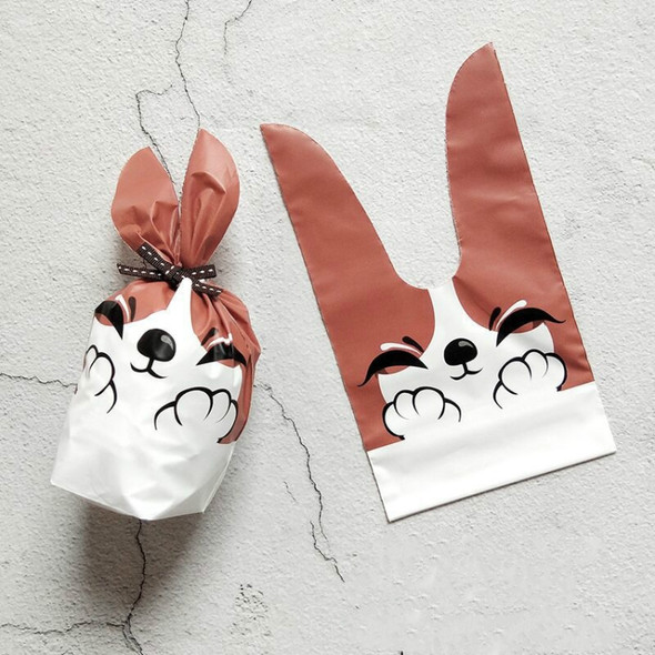 50 PCS Cute Rabbit Ear Cookie Bag Gift Bag For Candy Biscuits Snack Baking Package, Color:A2-28 10x17cm