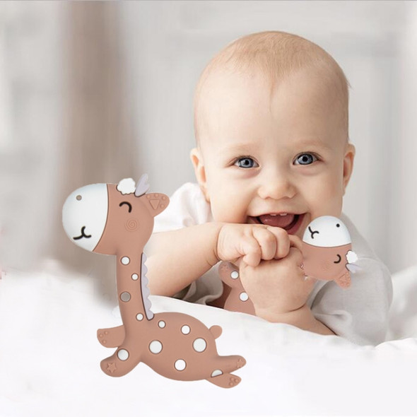 Cartoon Fawn Baby Teether Training Bite Molar Rod Silicone Toy Mother and Baby Supplies(Brown)