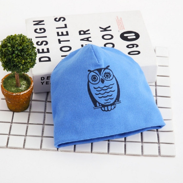 Cartoon Owl Pattern Baby Pullover Hat Knitted Warm Hat, Size:M (Dark Blue)