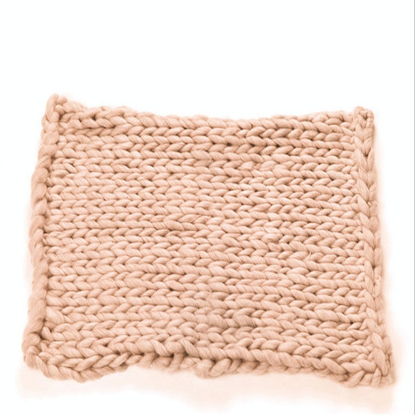 50x50cm New Born Baby Knitted Wool Blanket Newborn Photography Props Chunky Knit Blanket Basket Filler(Coffee)