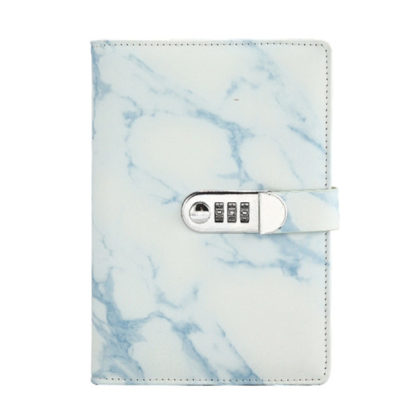 A5 Marble Texture Retro Password Lock Notebook Multifunctional Student Handbook Notepad(Blue)