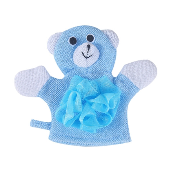 Baby Double-sided Bathing Backing Gloves Decontamination Children Bath Towel(Blue)